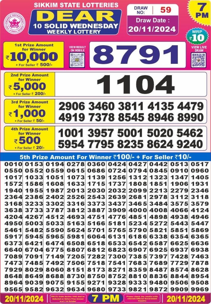 dear 10 lottery result 7pm