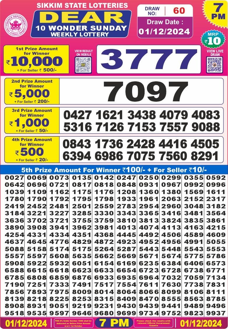 sikkim state lottery dear 10