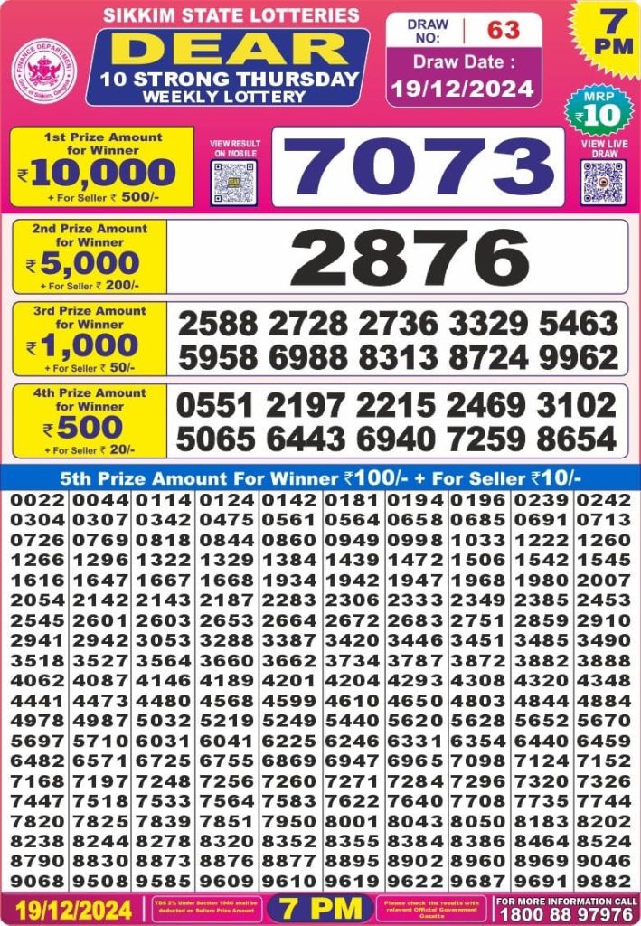 sikkim state lottery dear 10