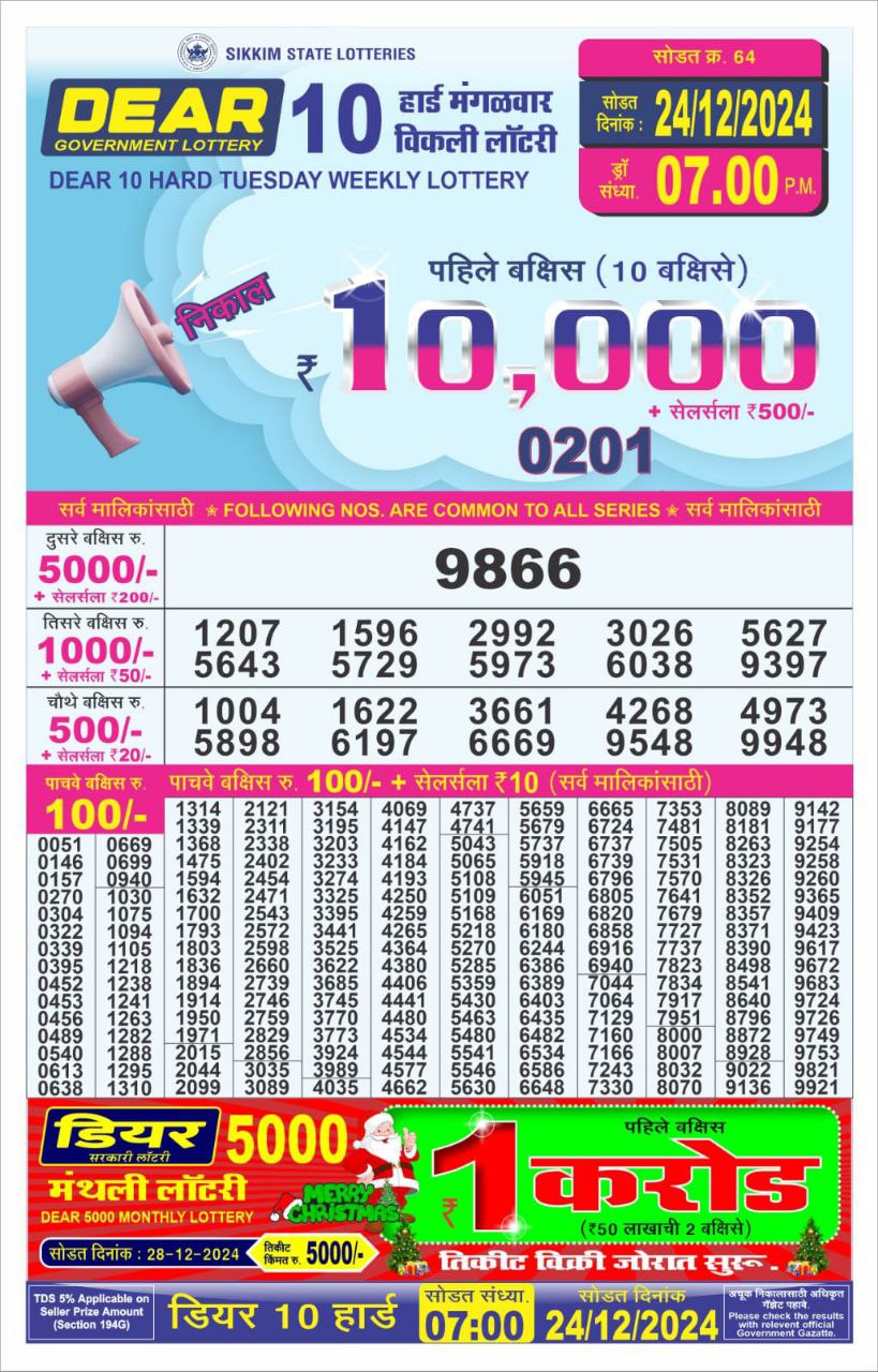 sikkim state lottery dear 10