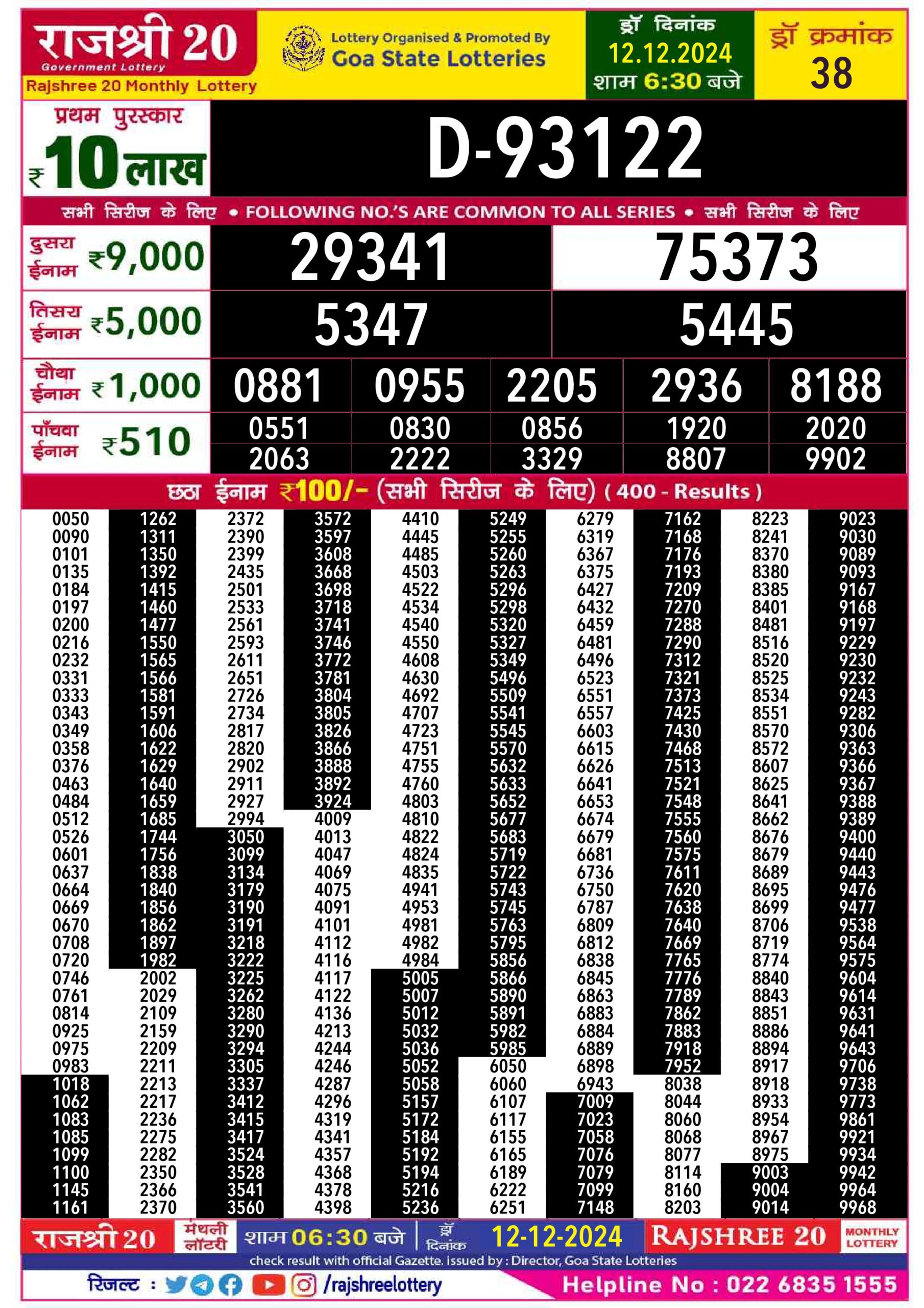 rajshree 20 monthly lottery