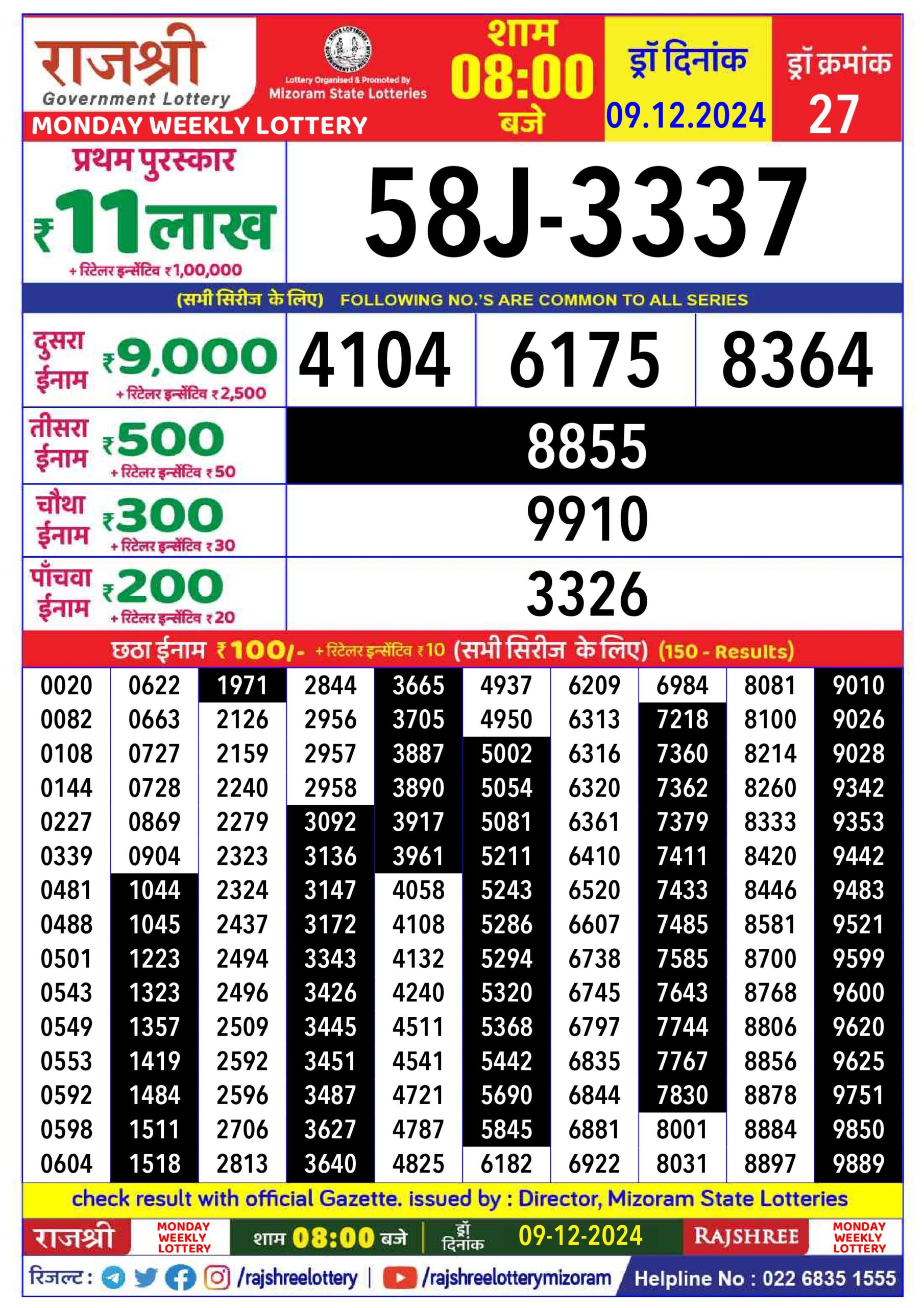 rajshree lottery 8pm