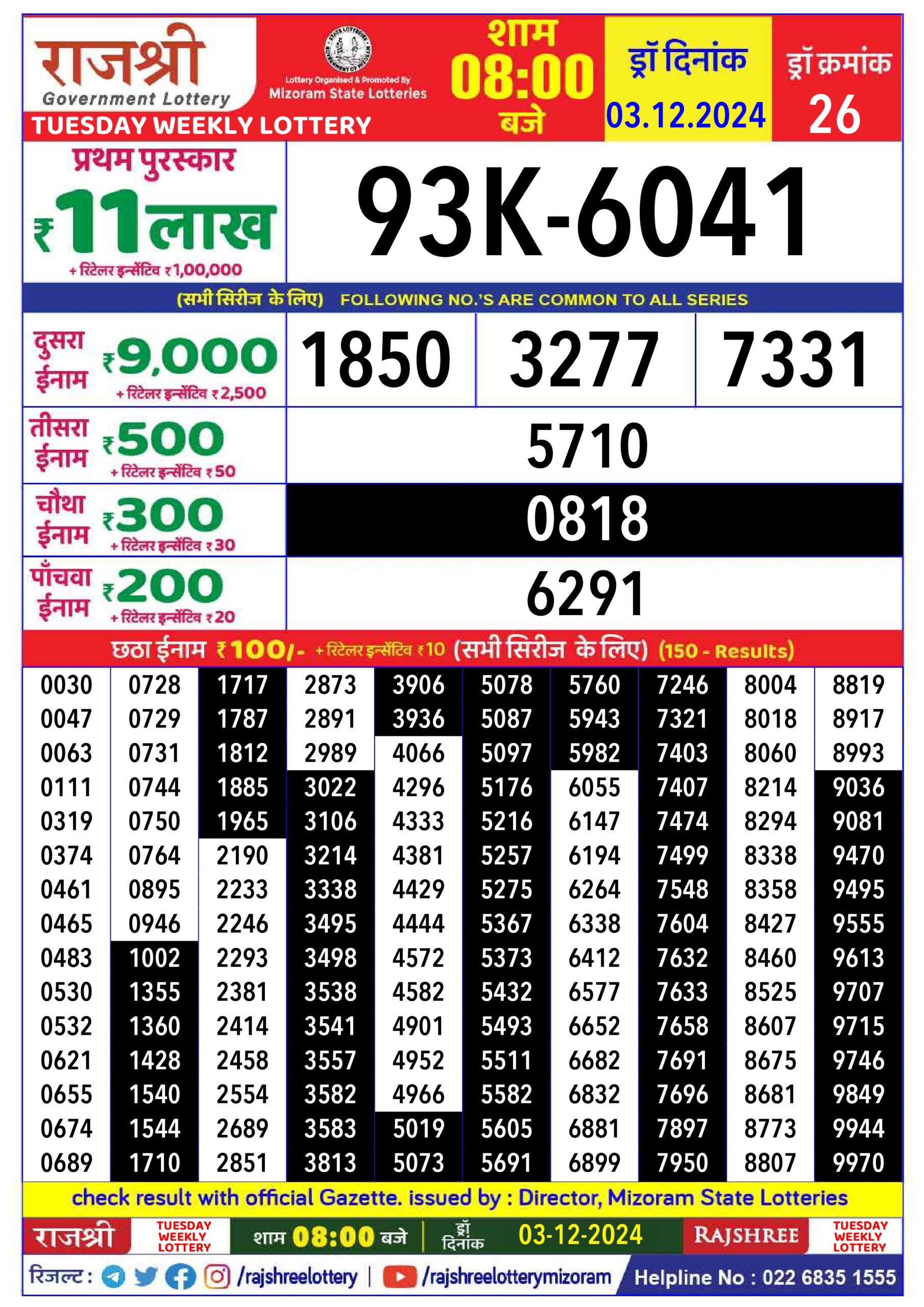 rajshree lottery 8pm