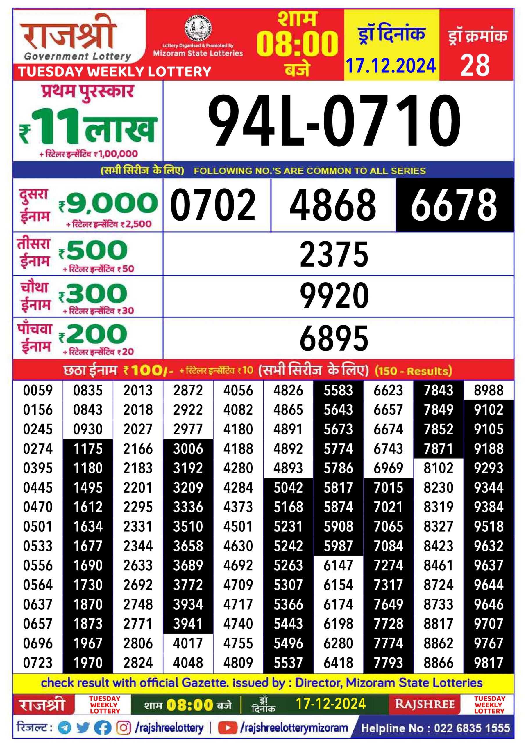 rajshree lottery 8pm