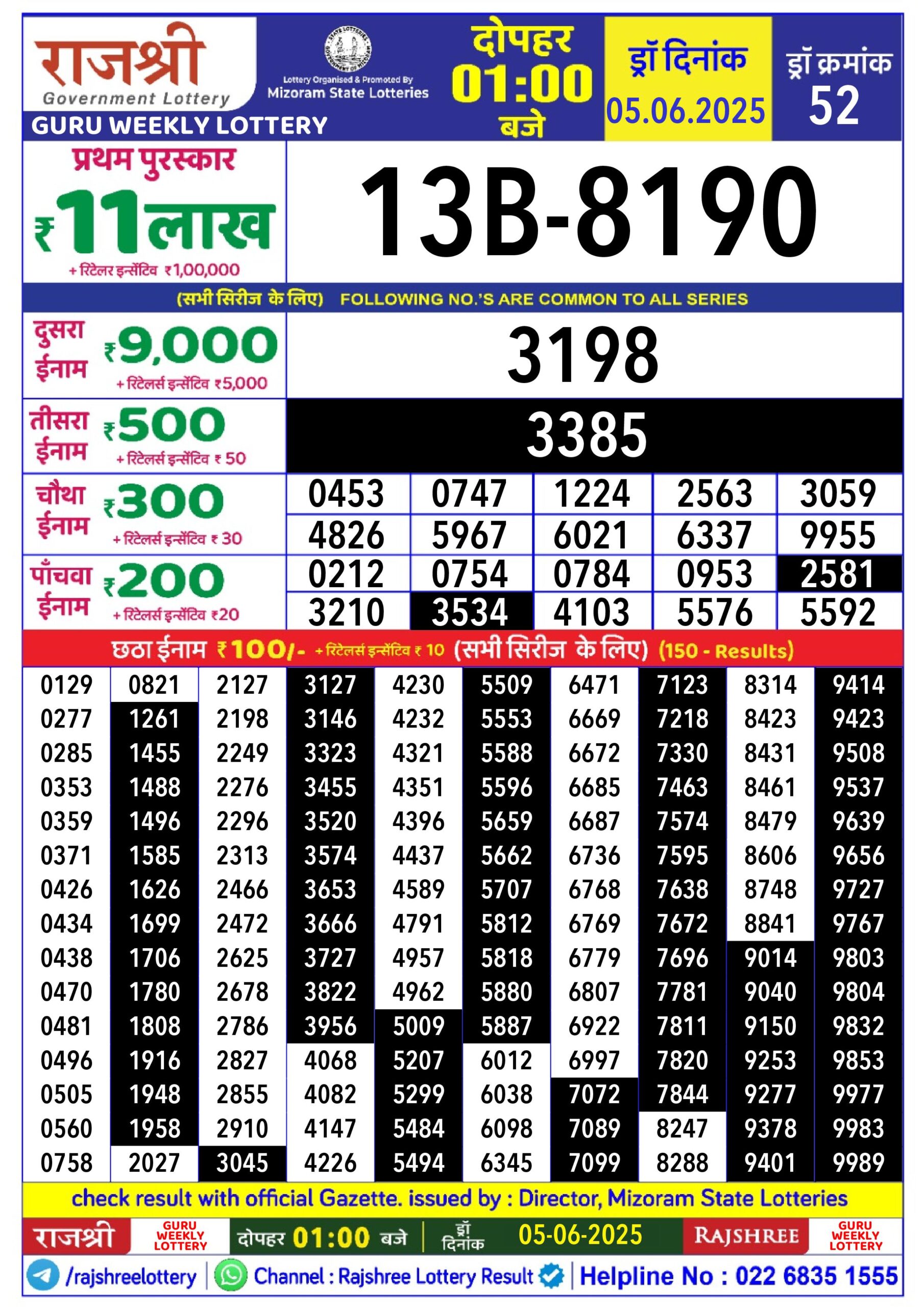 rajshree lottery 1pm